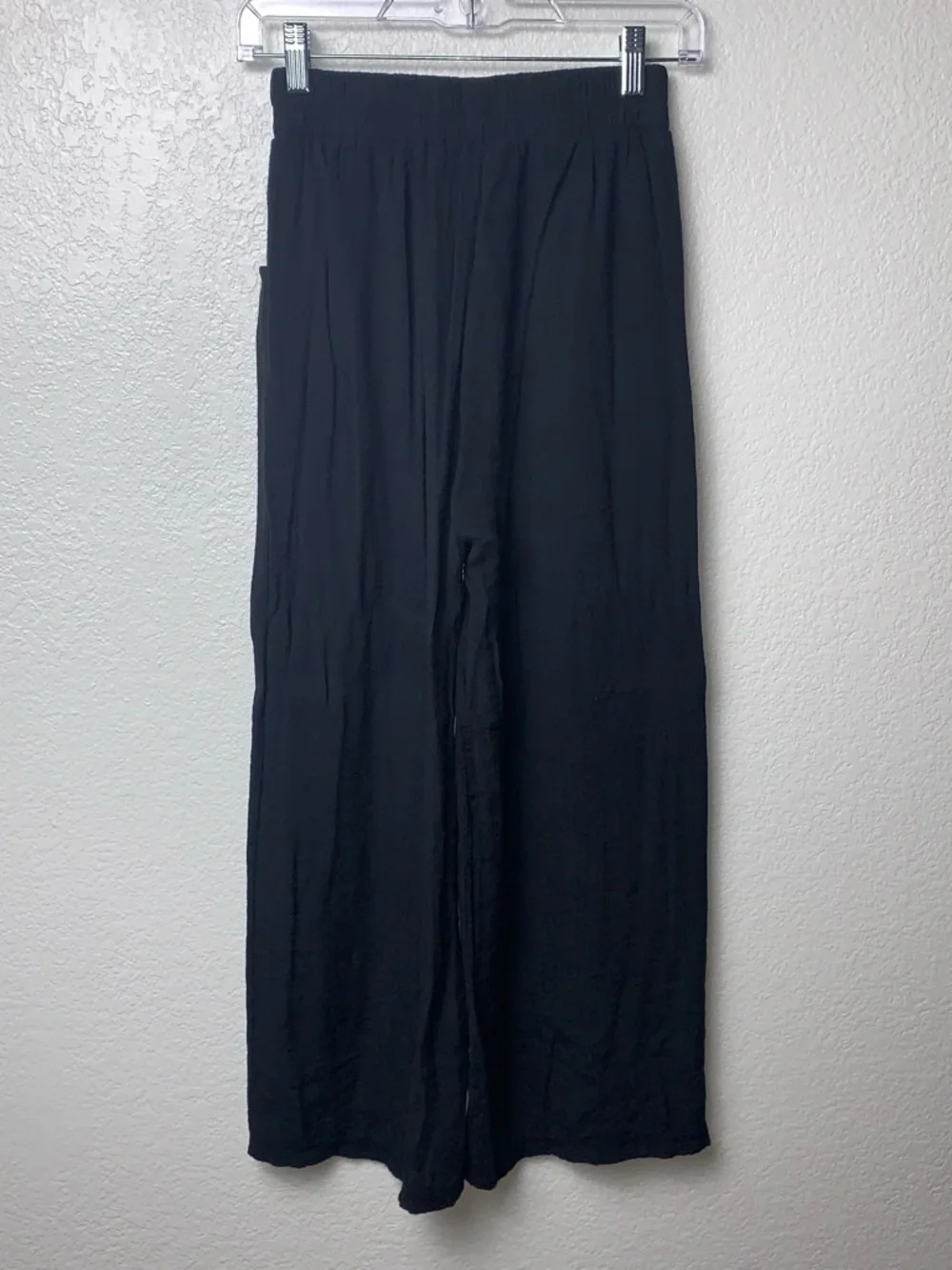 Black Wide Leg Palazzo Lounge Boho Pants Drawstring Size S/M